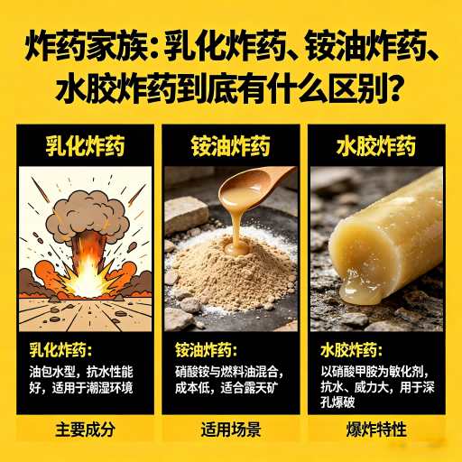 通海炸药家族：乳化炸药、铵油炸药、水胶炸药到底有什么区别？